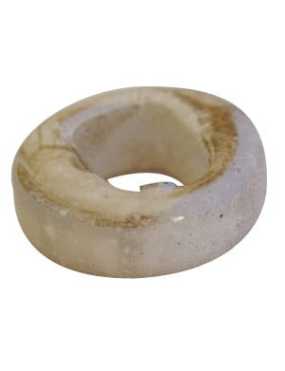 Perle ronde plate ceramique a gros trou terre-16mm