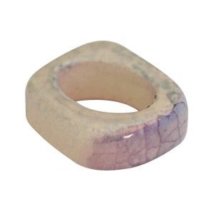 Perle intercalaire rectangle ceramique violet terre vert-18mm