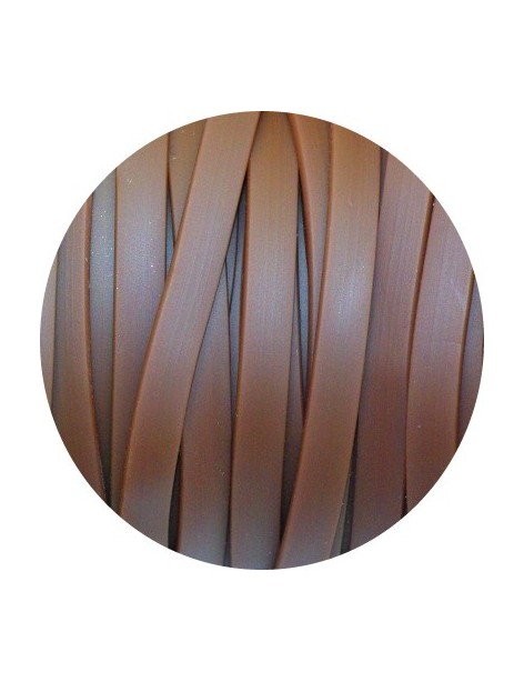 Cordon caoutchouc plat marron mat opaque-6mmx2mm