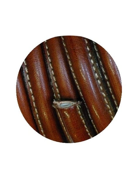 Cordon de cuir demi rond creux marron-vente au cm