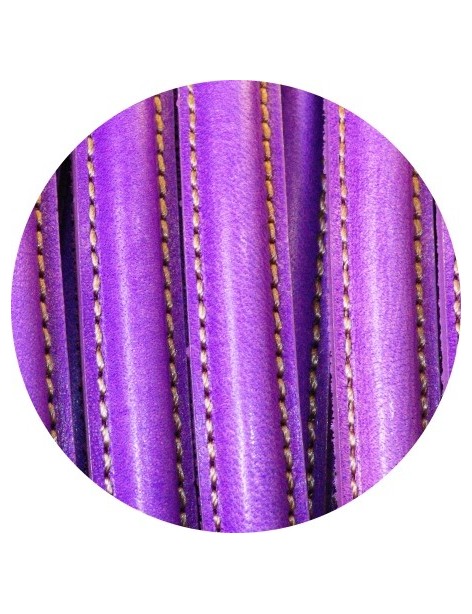 Cordon de cuir demi rond creux violet clair-vente au cm