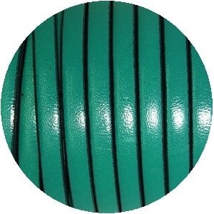Cordon de cuir plat 5mm couleur vert cedre-vente au cm