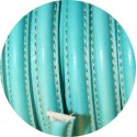 Cordon de cuir demi rond creux bleu turquoise-vente au cm