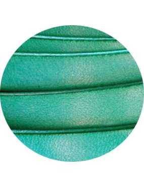 Cordon de cuir plat 10mm x 2mm vert aqua-vente au cm