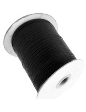 Cordon polyester plat noir de 4mm-1 metre