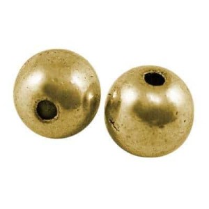 Perle ronde et lisse en metal couleur or antique-6mm