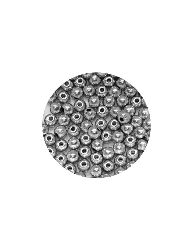 Poche de 100 perles en metal rondes et lisses-4mm