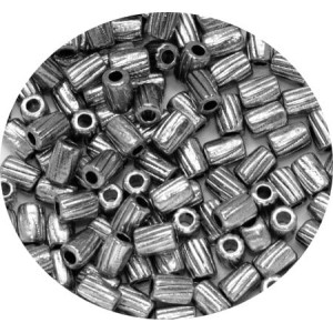 Poche de 100 petits tubes en metal couleur argent tibetain-4mm