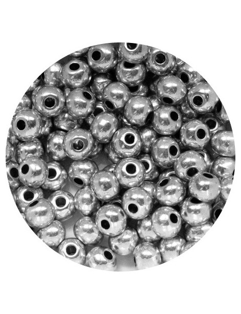 Poche de 100 perles en metal rondes et lisses-5mm