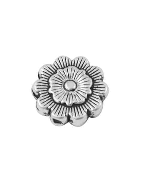 Perle fleur couleur argent tibetain-11.5mm