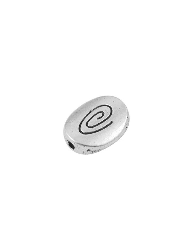 Perle ovale gravee spirale sans plomb-12mm