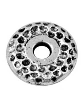 Perle intercalaire en metal couleur argent tibetain type donut martele-13mm