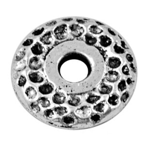 Perle intercalaire en metal couleur argent tibetain type donut martele-13mm