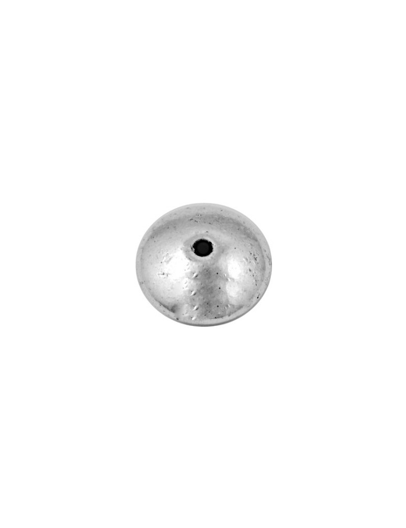Grosse perle lentille lisse couleur argent tibetain-14mm