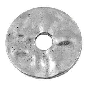 Perle disque plat lisse ondule couleur argent tibetain-23mm