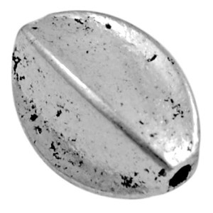 Perle ovoide lisse 4 faces en metal couleur argent tibetain-11mm