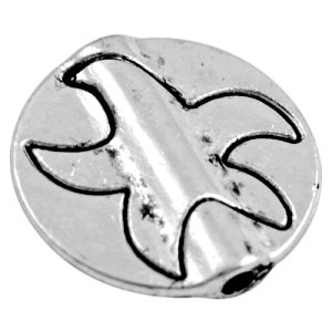 Perle en metal ronde plate couleur argent tibetain-16mm