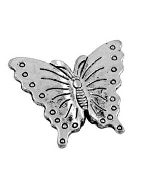 Grande perle papillon en metal couleur argent tibetain-20mm