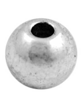 Perle ronde lisse pleine en metal couleur argent tibetain-7.5mm