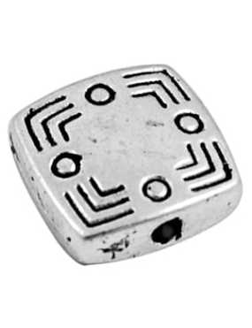 Perle carree plate a symboles en metal sans plomb-9.5mm