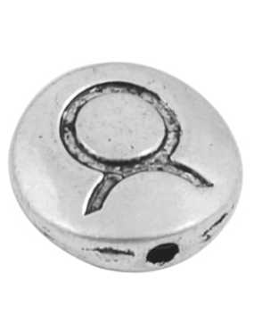 Perle metal plate ronde zodiaque couleur argent tibet-Taureau-11mm