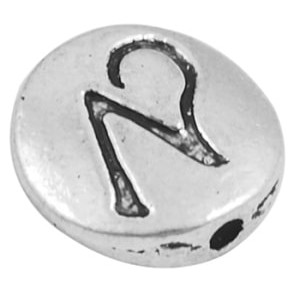 Perle metal plate ronde zodiaque couleur argent tibet-Capricorne-11mm