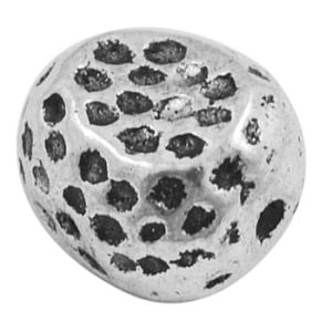 Perle difforme a crateres en metal couleur argent tibetain-11.5mm
