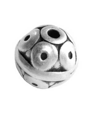 Perle ronde gravee ronds en metal placage argent-10mm