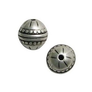 Perle ronde a ceinture et picots en metal placage argent-12mm