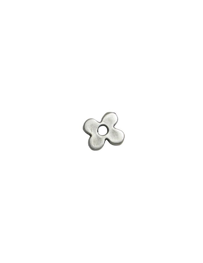 Perle plate intercalaire fleur lisse en metal placage argent-15mm