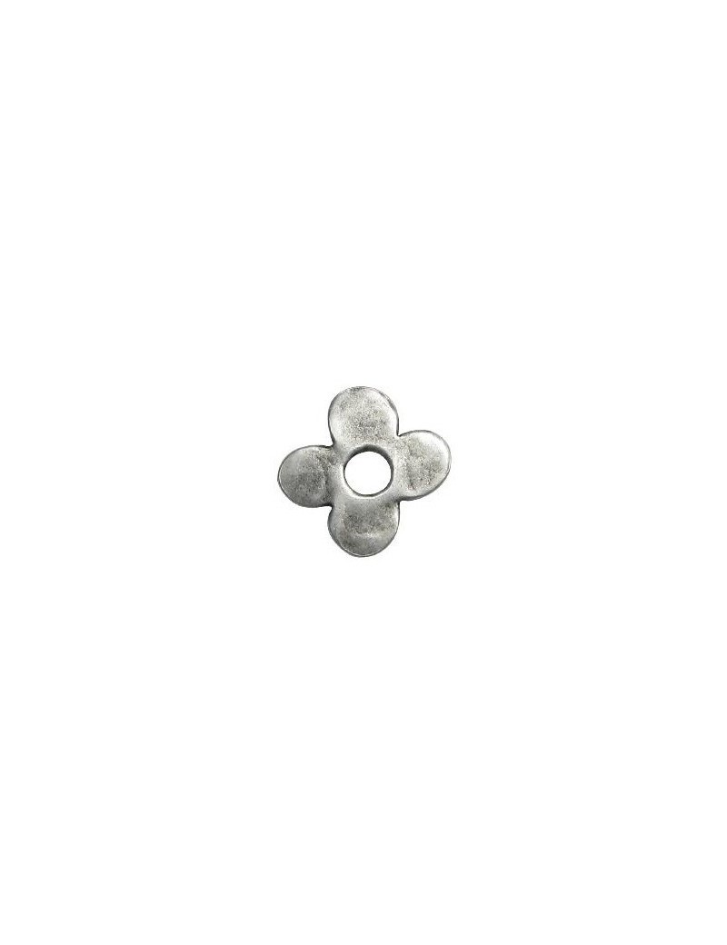 Perle fleur intercalaire grand modele placage argent-30mm