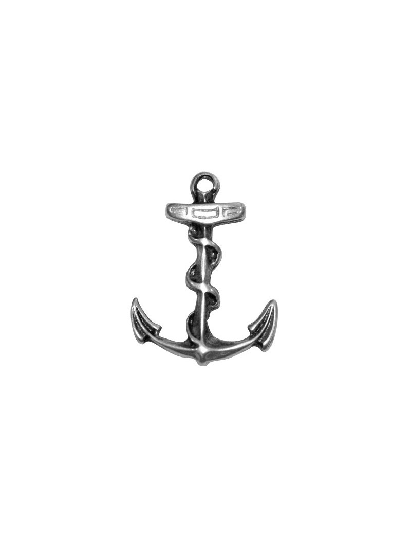 Pampille ou breloque ancre marine simple placage argent-33mm