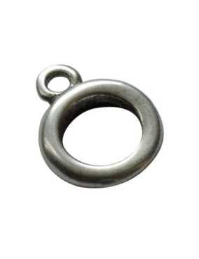 Pampille ou breloque anneau lisse epais en metal placage argent-30mm