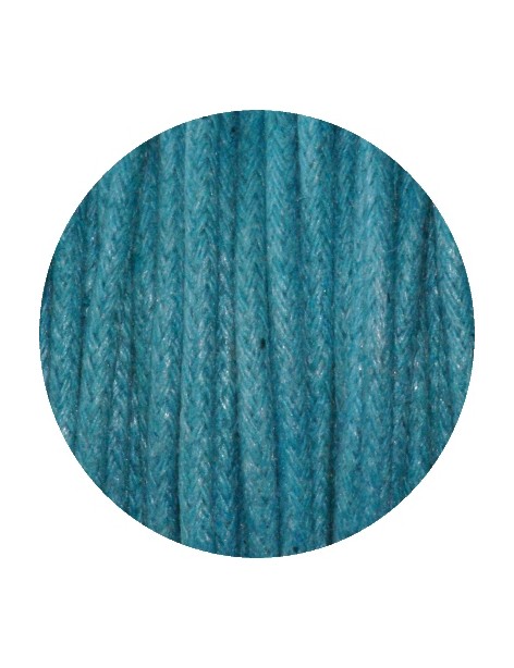 Cordon de coton cire rond turquoise fonce-2mm