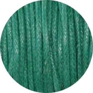 Cordon de coton cire rond vert-2mm