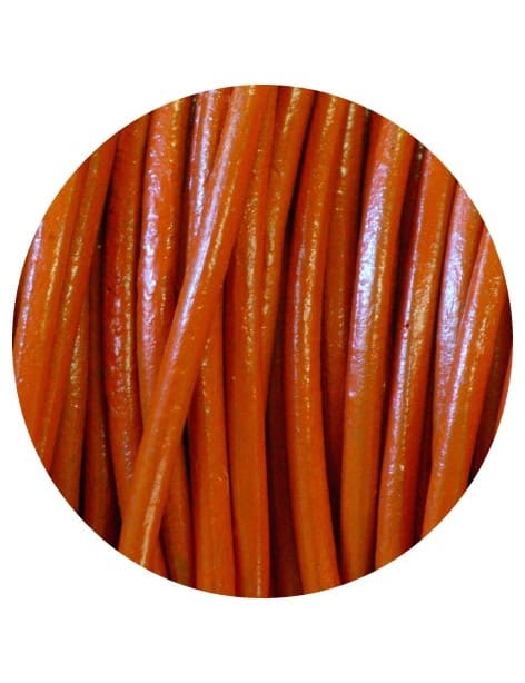 Cordon de cuir rond orange marron-2mm-Asie
