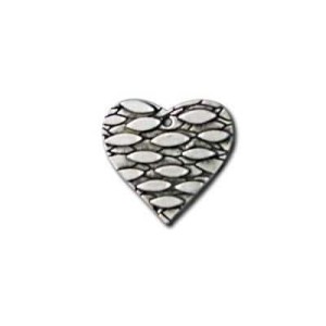 Pampille ou breloque coeur superbe en metal plaque argent-29mm