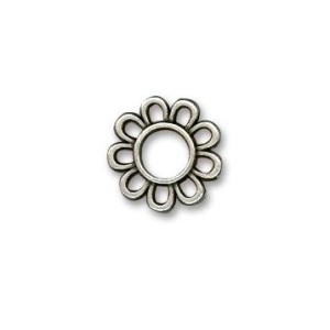 Intercalaire ou pampille fleur en metal placage argent-16mm