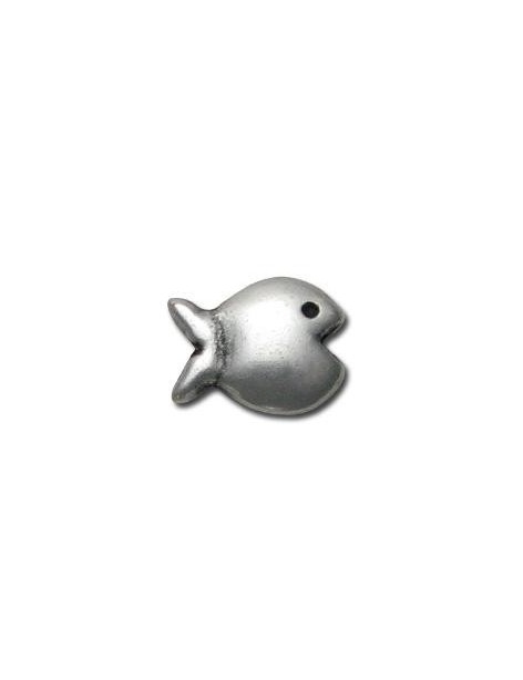 Superbe perle poisson bombe en metal placage argent-14mm