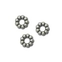 Poche de 10 perles rondes et plates en metal plaque argent-11mm