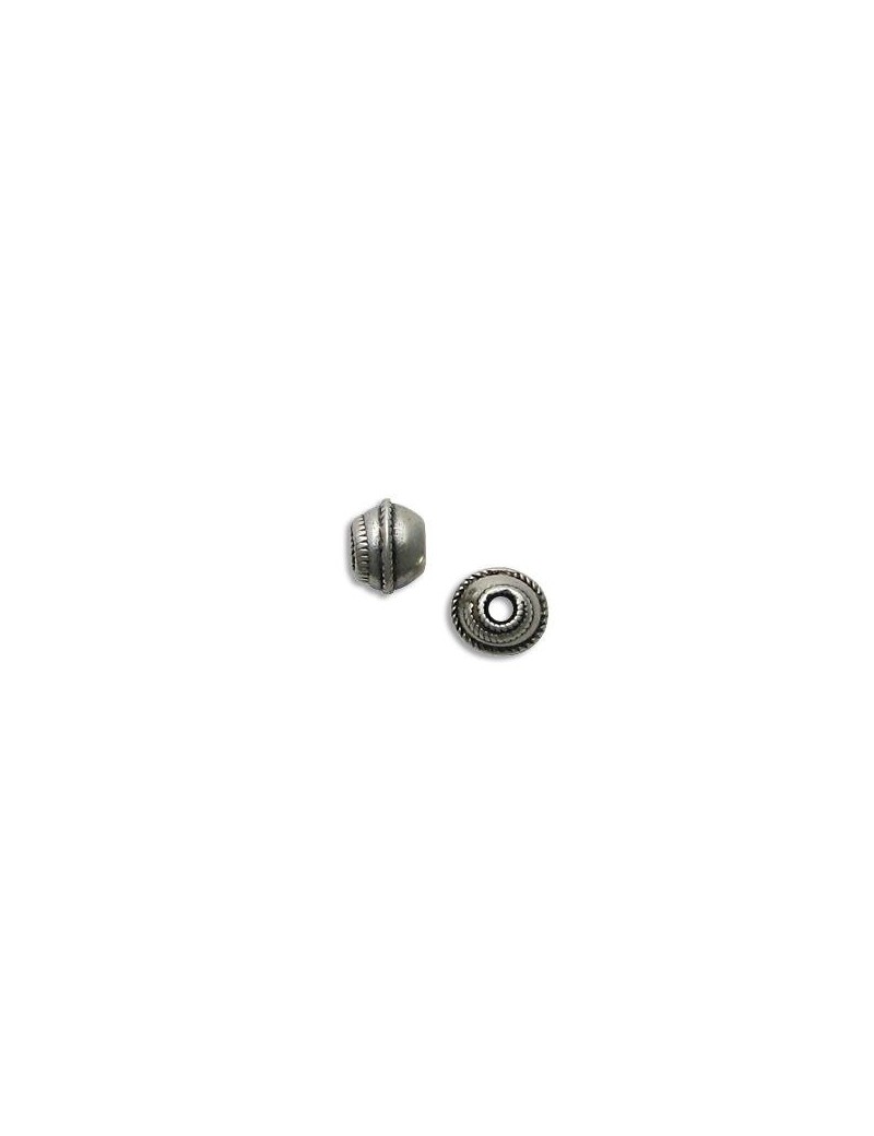 Perle lentille asymetrique en metal placage argent-12mm