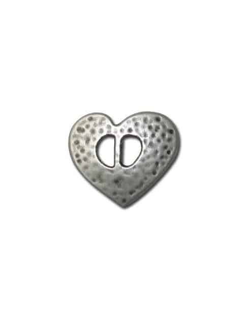 Passant en forme de coeur en metal placage argent-26mm