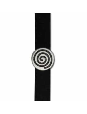 Perle passant rond spirale metal placage argent-13mm