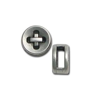 Perle passant rond style bouton placage argent-8mm