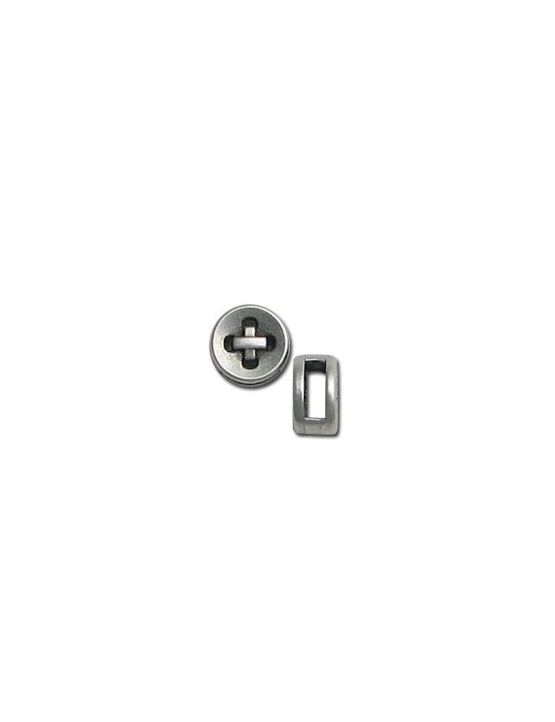 Perle passant rond style bouton placage argent-8mm