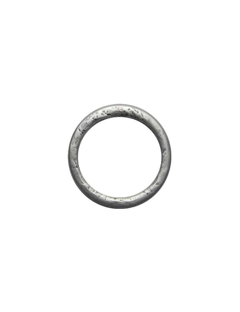 Grand anneau irregulier epais en metal placage argent-46mm