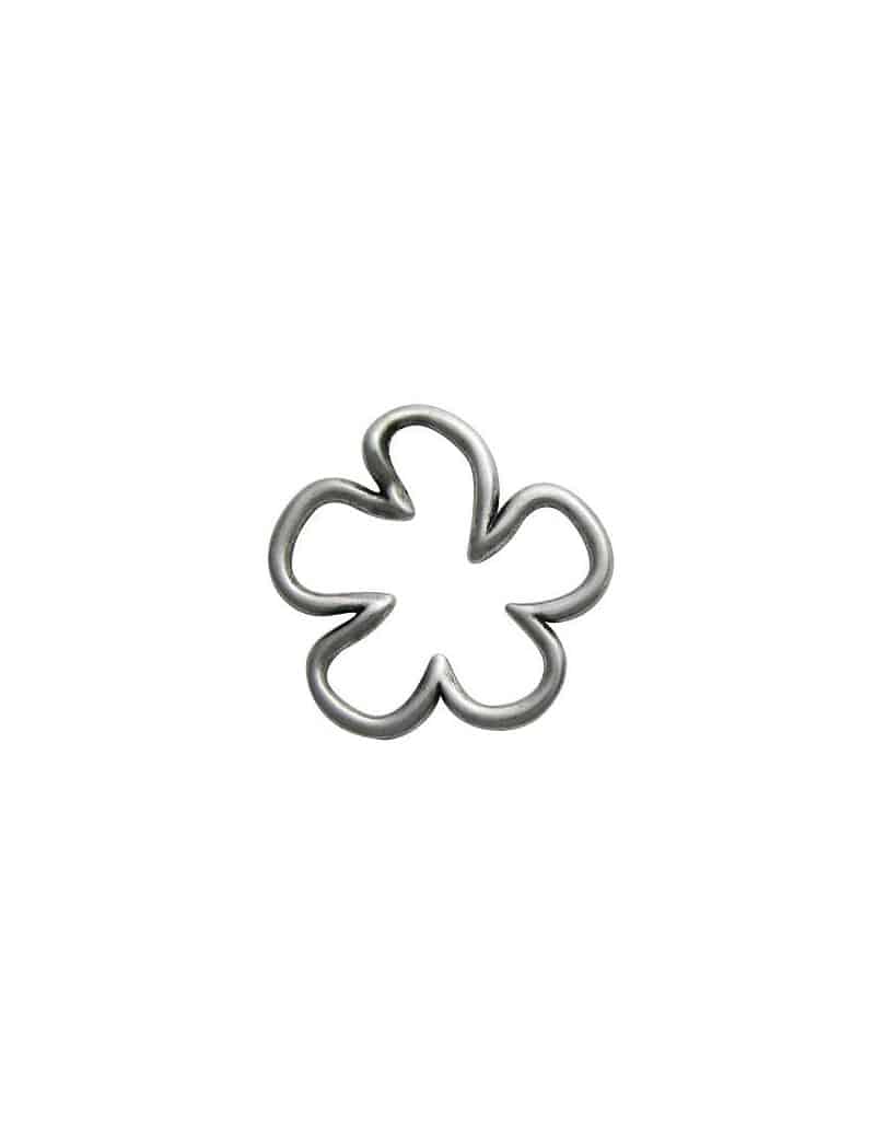 Gros anneau intercalaire fleur en metal placage argent-45mm