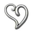 Gros anneau coeur en metal placage argent mat-40mm