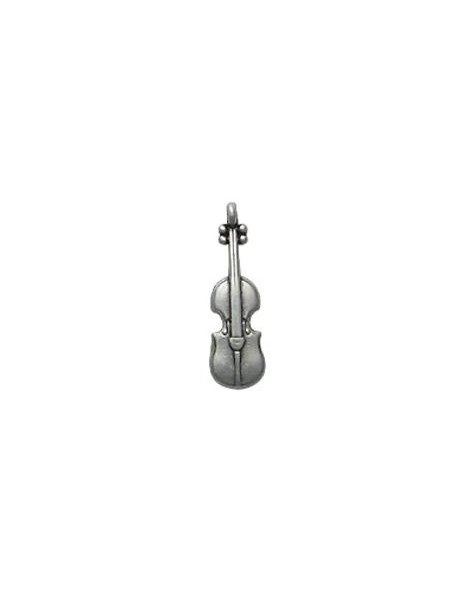 Pampille violon en metal placage argent-24mm