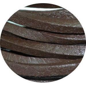 Cordon de cuir carre marron-4mm